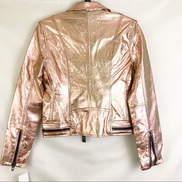 BlankNYC Rose Gold Jacket Leather Moto Jacket Sz S - Picture 5 of 8